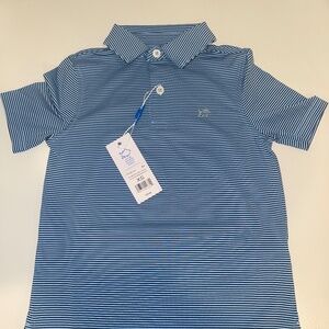 Loop blue white striped polo shirt boys XS